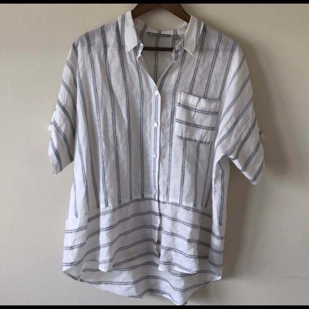 Athleta striped linen shirt